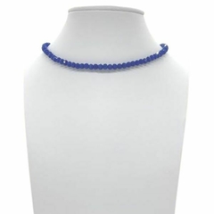 Choker Amaea de Cristal Facetado Azul Bic de 4mm Folheado a Prata