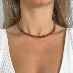 Choker Amaea Cascalho Pedra do Sol Natural Mini Folheado a Prata
