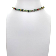 Choker Amaea Agata Multicolor Esferas de 4mm Folheada a Ouro 18k