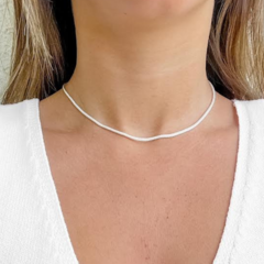 Choker Amaea Roliça de 3mm Folheada a Prata - 1 Ano de Garantia no Banho