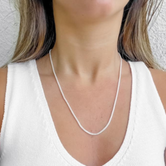 Colar Amaea Roliça de 3mm Folheada a Prata - 1 Ano de Garantia no Banho