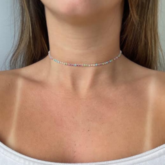 Choker Amaea em Zircônias Coloridas Folheada a Prata - 1 Ano de Garantia no Banho