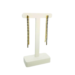 Brinco Amaea Stras Preto e Cristal Folheado a Ouro