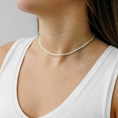 Choker Amaea Corrente Baiano Grossa Folheada a Prata na internet