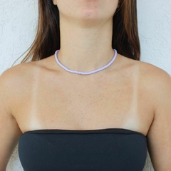Choker Amaea Fimo Lilás Lisa Folheada a Ouro 18k