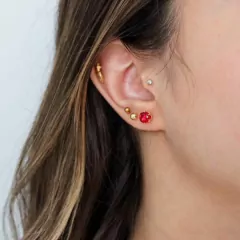 Conjunto Amaea Colar e Brinco em Zircônia Vermelha Rubi Folheado a Ouro 18k - 1 Ano de Garantia no Banho
