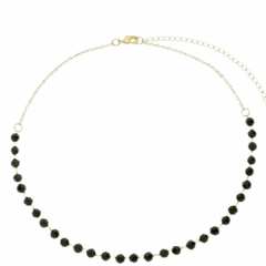 Choker Amaea Cristal Facetado Preto Folheado a Ouro 18k