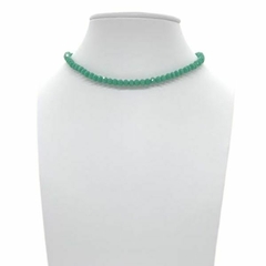 Choker Amaea de Cristal Facetado Verde Turquesa de 4mm Folheado a Prata