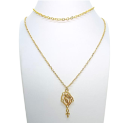 Colar Amaea Nossa Senhora em Zirconia Folheada a Ouro 18k