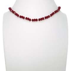 Choker Amaea Cristal de Vidro Vermelha com Entremeios em Prata