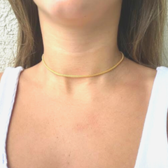Choker Amaea Roliça de 3mm Folheada a Ouro 18k - 1 Ano de Garantia no Banho