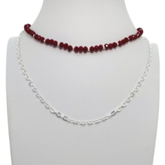 Choker Amaea Cristal de Vidro Vermelha com Entremeios em Prata