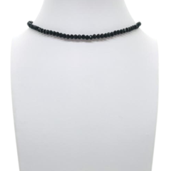 Choker Amaea de Cristal Facetado Preto de 3mm Folheado a Prata