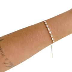 Pulseira Amaea Baguete Folheada a Ouro 18k - 1 Ano de Garantia no Banho