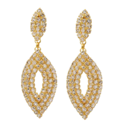Brinco Amaea Folhas em Zirconias Folheado a Ouro 18k - 1 Ano de Garantia no Banho