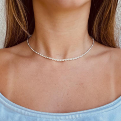 Choker Amaea Corrente Baiano Grossa Folheada a Prata