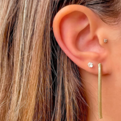 Brinco Amaea Argola Corrente Lacraia Longo Folheado a Ouro 18k - 1 Ano de Garantia no Banho