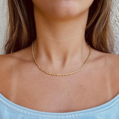 Choker Amaea Corrente Baiano Grossa Folheada a Ouro 18k