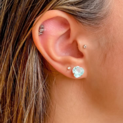 CONJUNTO AMAEA EM ZIRCÔNIA AZUL TIFFANY FOLHEADA A PRATA - 1 ANO DE GARANTIA NO BANHO