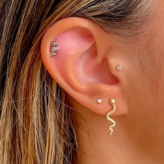 CONJUNTO AMAEA COBRINHA FOLHEADA A OURO 18K - 1 ANO DE GARANTIA NO BANHO