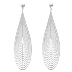 Brinco Amaea Folha Longo Folheado a Prata 18k - 1 Ano de garantia no Banho
