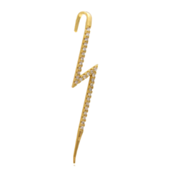 Brinco Amaea Raio em Zircônias Folheado a Ouro 18k - 1 Ano de Garantia no Banho