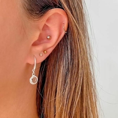 Brinco Amaea Gancho Pingente Cristal Folheado a Prata