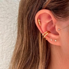 Piercing Amaea 3 Fios em Liso Folheado a Ouro 18k 