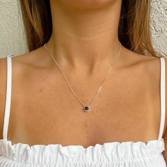 Conjunto Amaea com Zircônia Negra Folheada a Prata - 1 Ano de Garantia no Banho