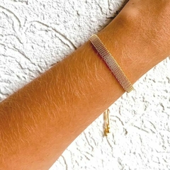Pulseira Regulável Amaea Esteira 5mm Folheada a Ouro 18k