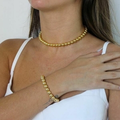 Pulseira e Choker Amaea Bolas Folheadas a Ouro 18k