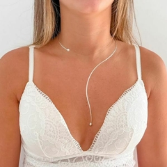 Choker Amaea Rígida Longa Folheada a Prata