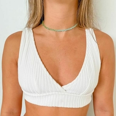 Choker Amaea Cristal triangular 4mm Tie Dye Verde Folheada a Prata
