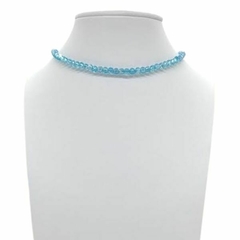 Choker Amaea de Cristal Facetado Azul Caribe de 4mm Folheado a Prata