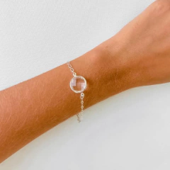 Pulseira Amaea Entremeio Moeda Cristal Folheada a Prata