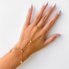 Pulseira Anel Amaea Com Pingentes em Pérolas Folheada a ouro - comprar online
