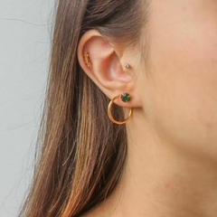 Conjunto Amaea Ponto de Luz Verde Esmeralda Folheado a Ouro 18k - 1 Ano de Garantia no Banho