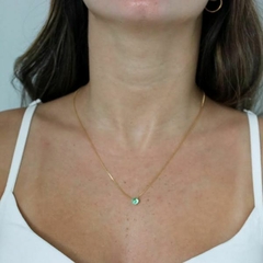 Conjunto Amaea Colar e Brinco em Zircônia Verde Tiffany Folheado a Ouro 18k - 1 Ano de Garantia no Banho