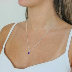 Conjunto Amaea Ponto de Luz Azul Escuro Folheado a Prata - 1 Ano de Garantia no Banho