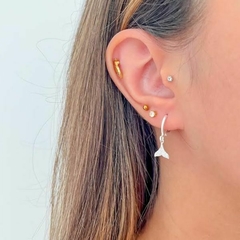 Brinco Amaea Argola com Pingente Rabo de Sereia Folheado a Prata