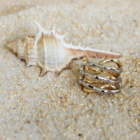 Anel Amaea Orgânico Folheado a Ouro 18k e Prata