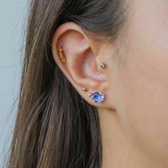 Conjunto Amaea Colar e Brinco em Zircônia Azul Marinho Folheado a Prata - 1 Ano de Garantia no Banho