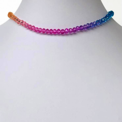 Choker Amaea Tie Dye de Cristal Facetado 4mm Folheada a Ouro