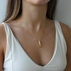 Conjunto Amaea Colar e Brinco Barra Folheado a Ouro 18k - 1 Ano de Garantia no Banho - comprar online