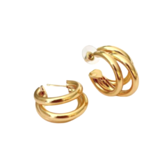 Brinco Amaea Argola 3 Fios Folheada a Ouro 18k - comprar online