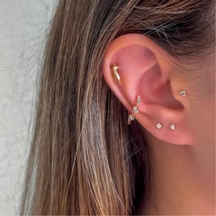 Piercing Amaea Raio em Zircônias Folheado a Ouro 18k - 1 Ano de Garantia no Banho