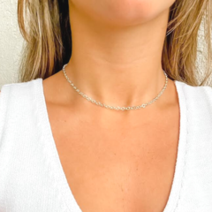 Choker Amaea Corrente Elo Redondo Folheada a Prata
