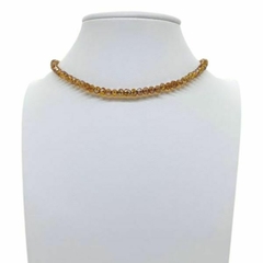 Choker Amaea de Cristal Facetado Ambar de 4mm Folheado a Prata