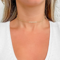 Choker Amaea Corrente Elo Redondo Folheada a Ouro 18k