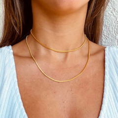 Colar Amaea Roliça de 3mm Folheada a Ouro - 1 Ano de Garantia no Banho